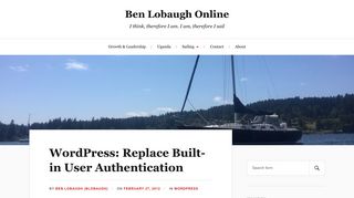 
                            11. WordPress: Replace Built-in User Authentication – Ben Lobaugh Online