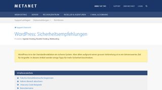 
                            13. WordPress: Sicherheitsempfehlungen | METANET - Web. Mail. Server.