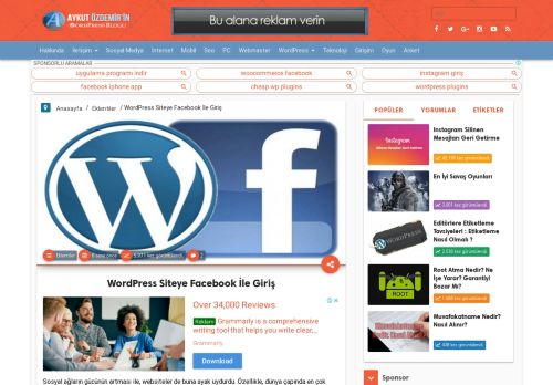 
                            13. Wordpress Siteye Facebook İle Giriş | Wordpress Blogu