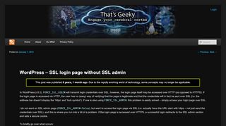 
                            10. WordPress – SSL login page without SSL admin « That's Geeky