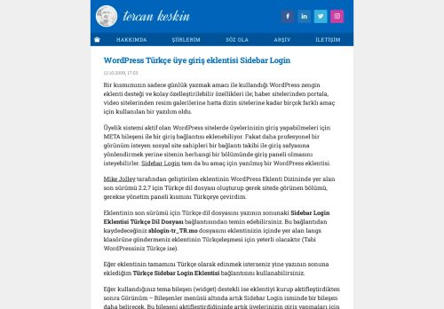
                            8. WordPress Türkçe üye giriş eklentisi Sidebar Login - Tercan Keskin