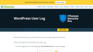 
                            9. WordPress User Log | iThemes Security Pro
