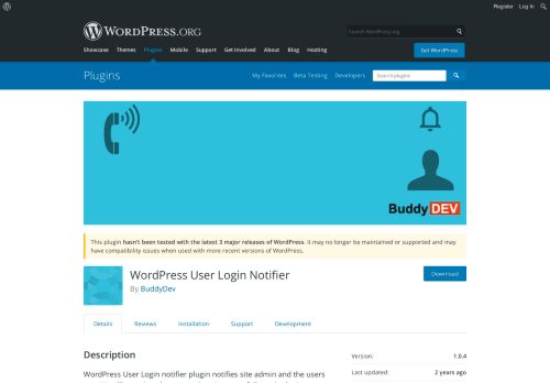 
                            3. WordPress User Login Notifier | WordPress.org