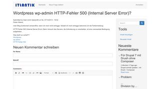 
                            11. Wordpress wp-admin HTTP-Fehler 500 (Internal Server Error ...