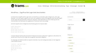 
                            6. Wordpress - Zugriff auf die Login-Seite beschränken - traens.com