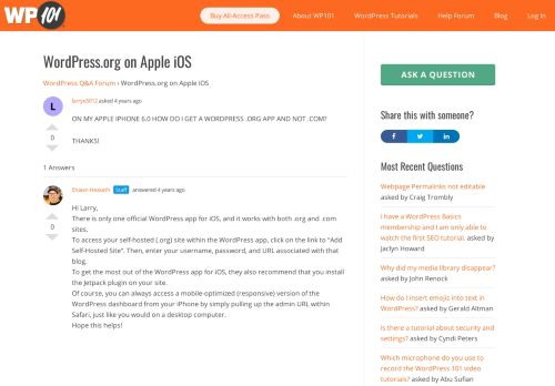 
                            2. Wordpress.org on Apple iOS - WP101.com