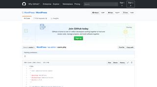 
                            6. WordPress/users.php at master · WordPress/WordPress · GitHub