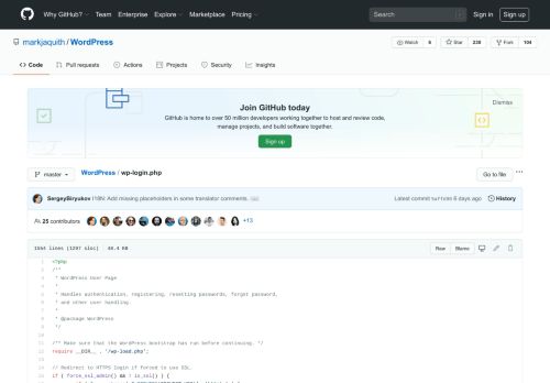 
                            12. WordPress/wp-login.php at master · markjaquith/WordPress · GitHub