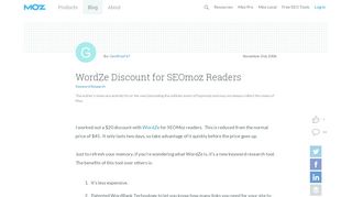 
                            10. WordZe Discount for SEOmoz Readers - Moz