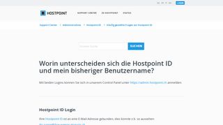 
                            6. Worin unterscheiden sich die Hostpoint ID und mein bisheriger ...