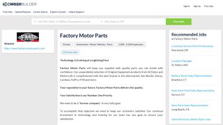 
                            10. Work at Factory Motor Parts | CareerBuilder