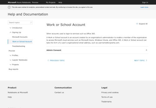 
                            10. Work or School Account - Microsoft Azure Notebooks