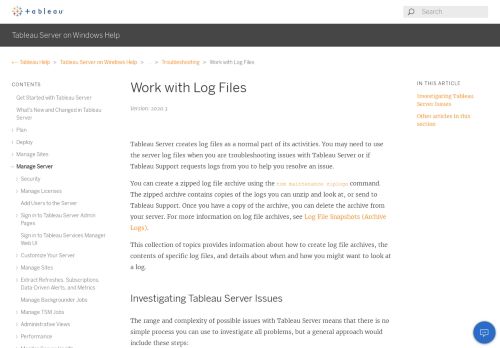
                            3. Work with Log Files - Tableau