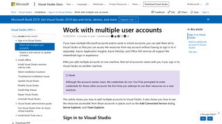 
                            1. Work with multiple user accounts - Visual Studio | Microsoft Docs