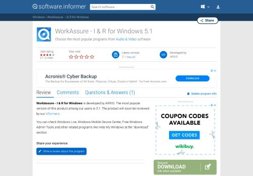 WorkAssure - I & R for Windows software and downloads (WorkAss5 ...