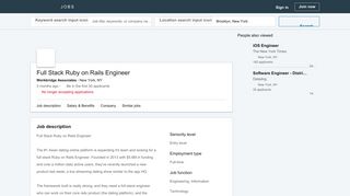 
                            7. Workbridge Associates hiring Full Stack Ruby on Rails Engineer in ...