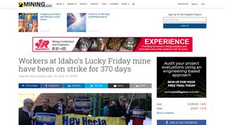 
                            9. Workers at Idaho's Lucky Friday mine have been on strike for 370 days ...