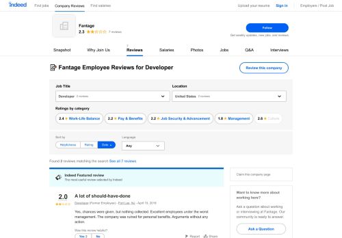 
                            12. Working as a Developer at Fantage: Employee Reviews | Indeed.com