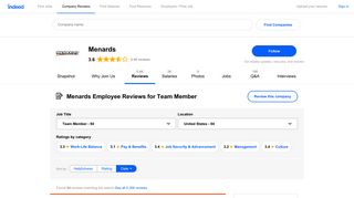 
                            10. Working as a Team Member at Menards: 190 Reviews | Indeed.com