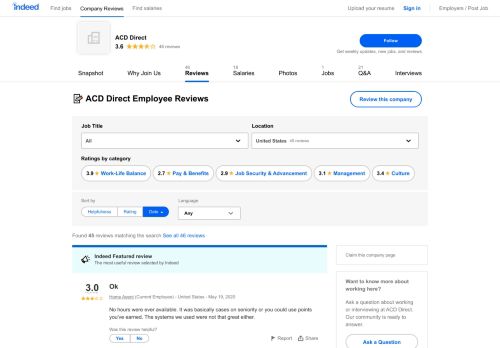 
                            5. Working at ACD Direct: Employee Reviews | Indeed.com