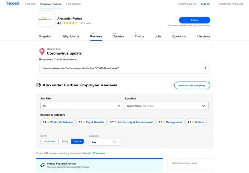 
                            11. Working at Alexander Forbes: 92 Reviews | Indeed.co.za