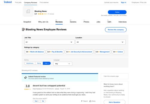 
                            11. Working at Blasting News: Employee Reviews | Indeed.com
