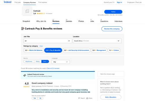 
                            11. Working at Cartrack: Employee Reviews about Pay & Benefits | Indeed ...