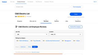 
                            8. Working at C&S Electric Ltd: Employee Reviews | Indeed.co.in