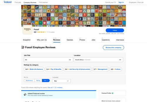
                            10. Working at Fossil: Employee Reviews | Indeed.co.za