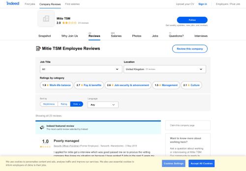 
                            3. Working at Mitie TSM: Employee Reviews | Indeed.co.uk