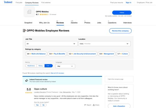 
                            6. Working at OPPO Mobiles: Employee Reviews | Indeed.co.in