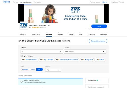 
                            11. Working at TVS CREDIT SERVICES LTD: Employee Reviews | Indeed ...