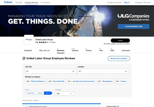 
                            9. Working at ULG: Employee Reviews | Indeed.com