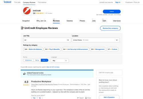 
                            8. Working at UniCredit in New York, NY: Employee Reviews | Indeed.com