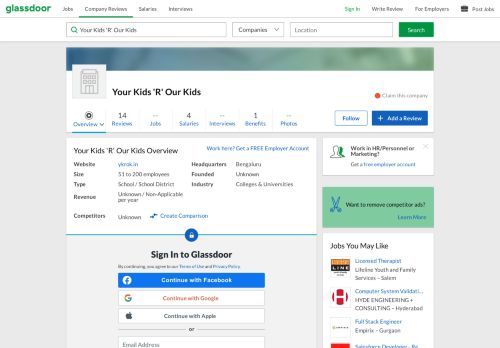 
                            11. Working at Your Kids 'R' Our Kids | Glassdoor.co.in