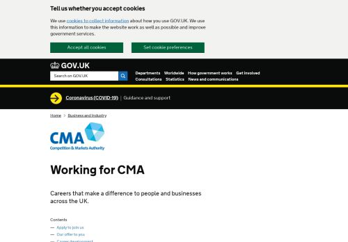 
                            8. Working for CMA - Competition and Markets Authority - GOV.UK