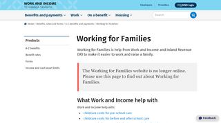 
                            8. Working for Families - Work and Income