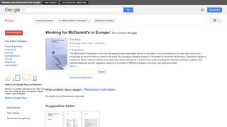 
                            9. Working for McDonald's in Europe: The Unequal Struggle - Google Books-Ergebnisseite
