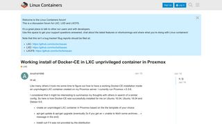 
                            12. Working install of Docker-CE in LXC unprivileged container in Proxmox