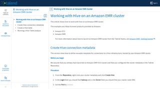 
                            8. Working with Hive on an Amazon EMR cluster - Talend Help Center