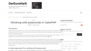 
                            4. Working with passwords in CakePHP – DerEuroMark