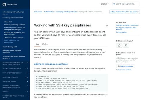 
                            6. Working with SSH key passphrases - GitHub Help