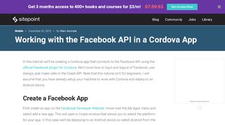 
                            9. Working with the Facebook API in a Cordova App — SitePoint