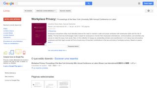 
                            12. Workplace Privacy: Proceedings of the New York University 58th ...