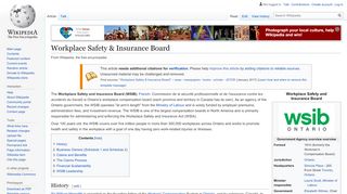 
                            7. Workplace Safety & Insurance Board - Wikipedia