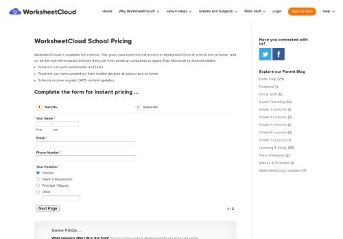 
                            10. WorksheetCloud School Pricing | WorksheetCloud