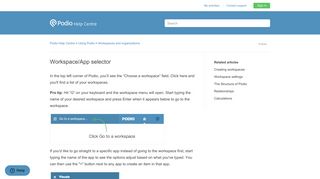 
                            9. Workspace/App selector – Podio Help Centre