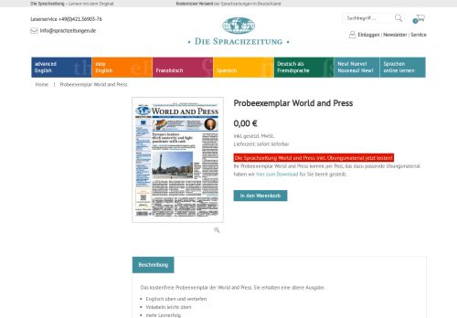 
                            8. World and Press Probeexempar – Englisch lernen mit der Sprachzeitung