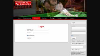 
                            6. World Billiards » Login