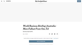 
                            13. World Business Briefing | Australia: More Fallout From One.Tel - The ...